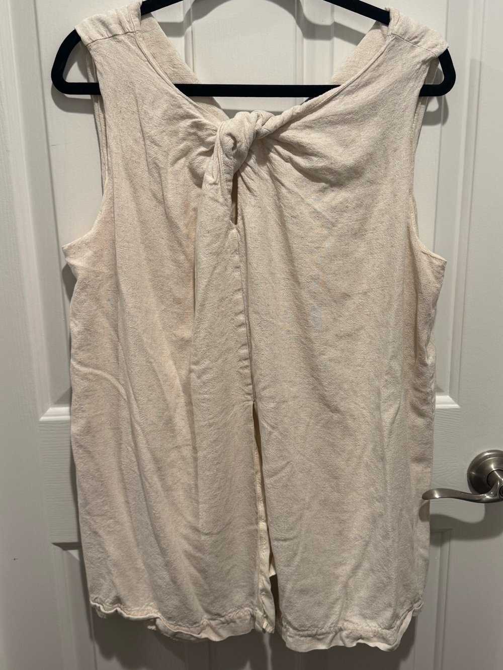 Sunday in Brooklyn Anthropologie Sleeveless Linen Knot Tank Top - Cream Size 2X